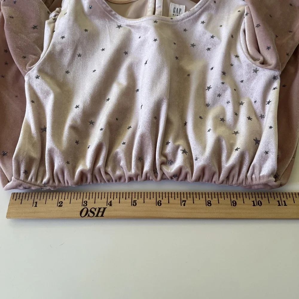 Gap Kids Girls Glitter‎ Star  Velvet Dress Size M Muted Blush Pink